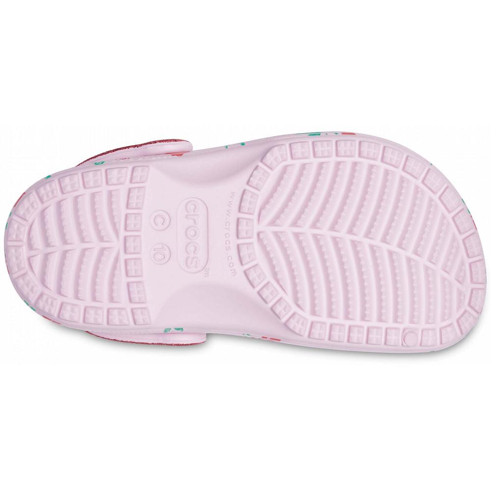 Pink Girls' Crocs Classic Food Print Clogs | NZ 1516ILHS